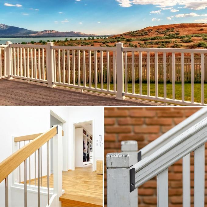 Fence Brackets For 2x4 Wood Carbon Steel Repair Kit With Deck Railing Connectors For Garden 0