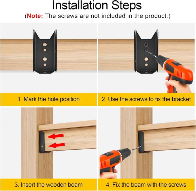 Fence Brackets For 2x4 Wood Carbon Steel Repair Kit With Deck Railing Connectors For Garden 3
