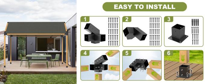 DIY Pergola Kit – 3-Way T Brackets for 4x4 Lumber, Ideal for Garden Pergolas & Gazebos 4