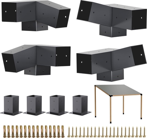 Latest company news about 15° Slanted Roof Brackets 75° Pergola Corner Bracket with Post Base Gazebo Kit for 4x4'' Wooden Beams Lumber Patio Sheds