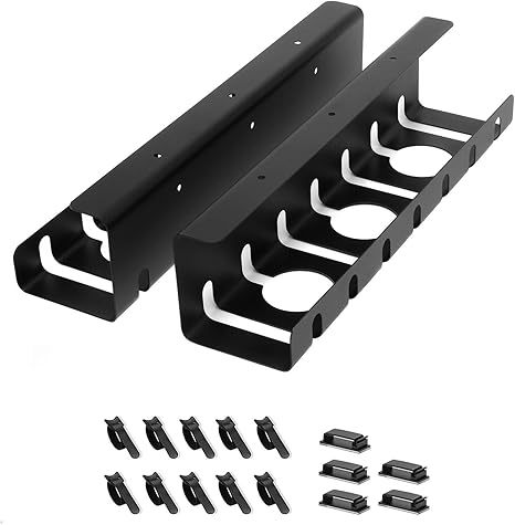2 Pack Metal Under Desk Cable Management Tray, U Channel Cord Organizer ...