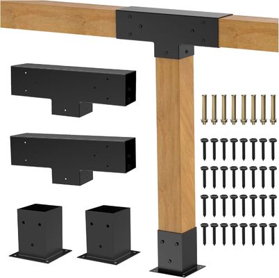 30° Pergola Bracket Kit for 4x4 Lumber,L-Shaped DIY Woodwork Connector,Outdoor Pergola & Porch Construction Hardware