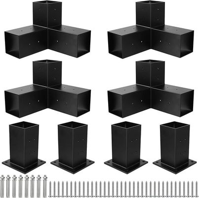 Pergola Bracket Kit 4''x4'', 4pcs 3-Way Heavy Duty Corner Bracket Woodworks DIY Post Base Kit, Easy Installation Wooden Beams for Gazebos, Patio Pergolas, Log Cabin Outdoor Pergola Hardware