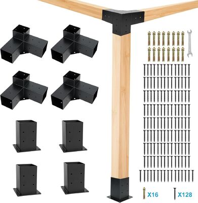 Heavy Duty Heavy Duty 4x4 Pergola Bracket Kit – 3-Way Slanted Outdoor Pergola Connector4x4 Pergola Bracket Kit – 3-Way Slanted Outdoor Pergola Connector