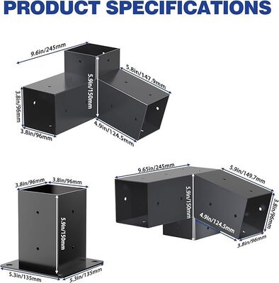 Outdoor Pergola Hardware Kit – 4x4 Inch 3-Way Slanted Metal Brackets